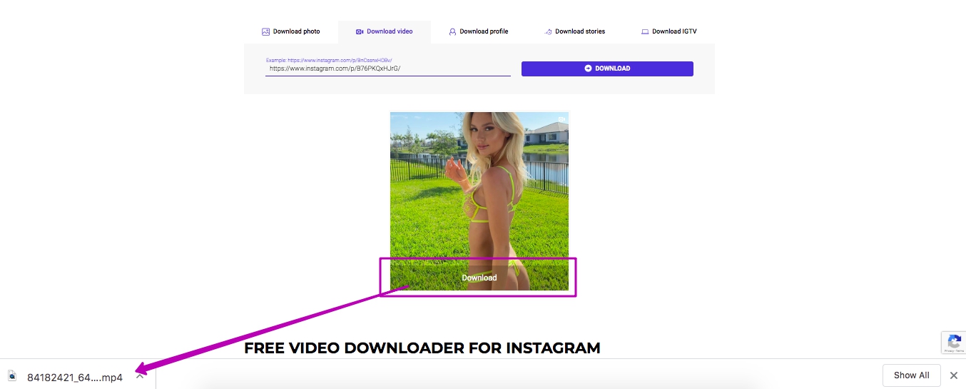 The desired video appears in the gallery of your phone or on your PC as soon as it's downloaded