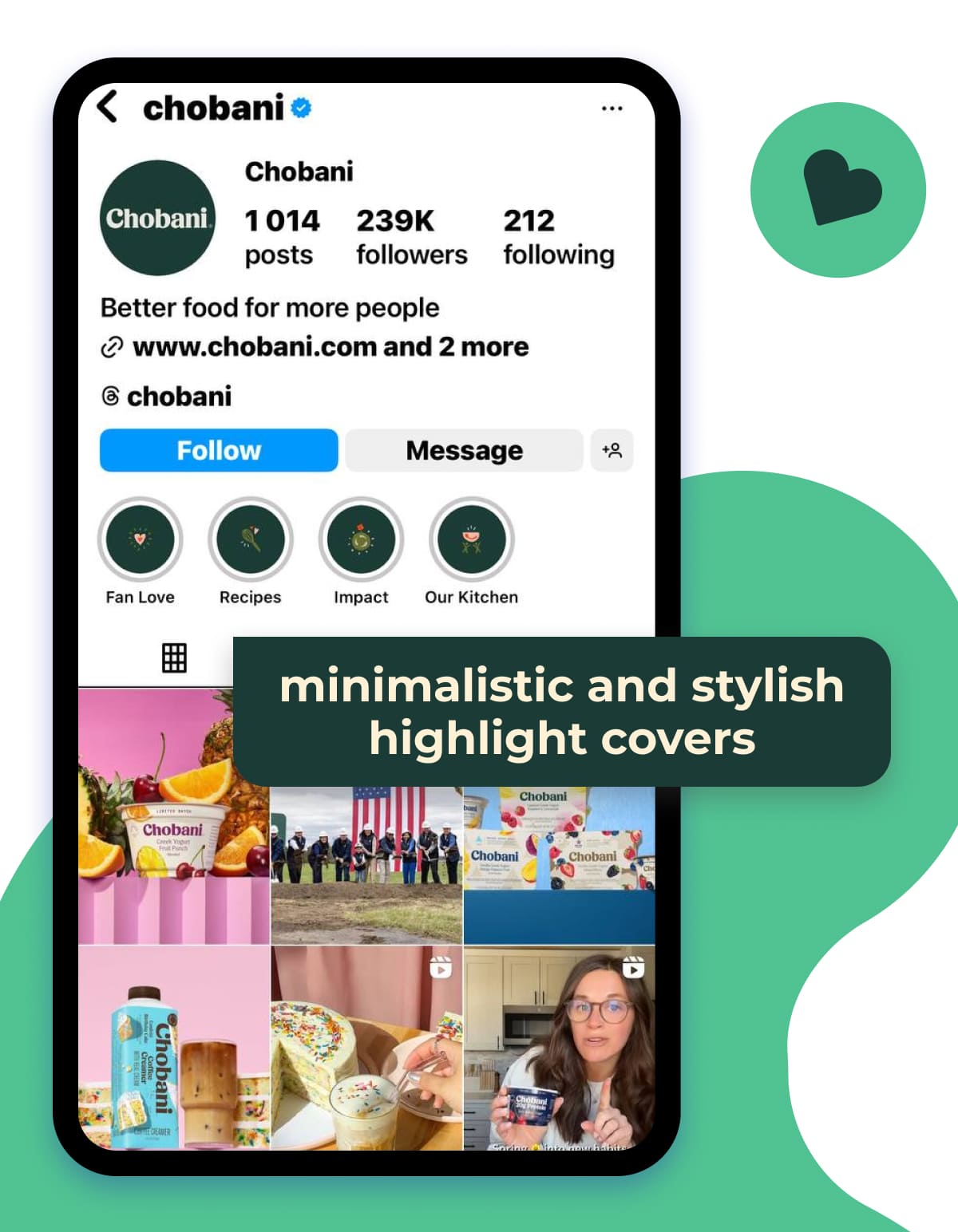 Chobani&rsquo;s stylish IG highlights covers