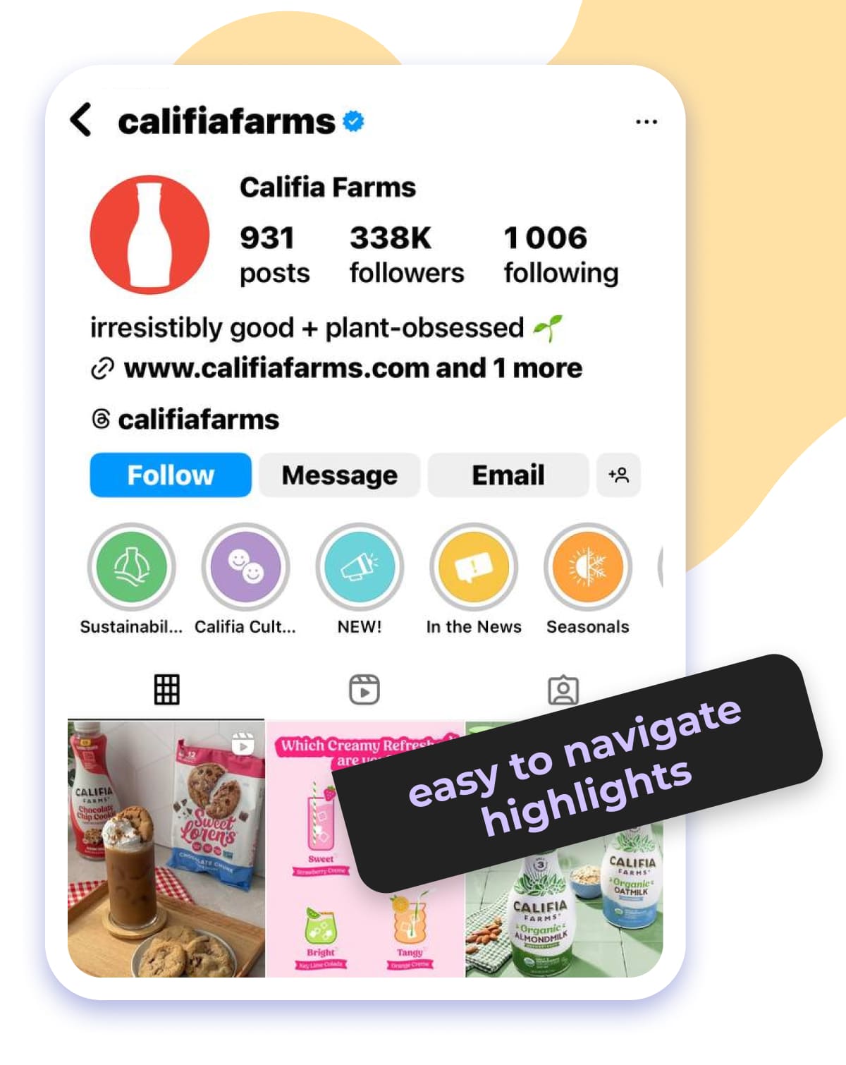 company values in Califia Farms&rsquo; IG highlights