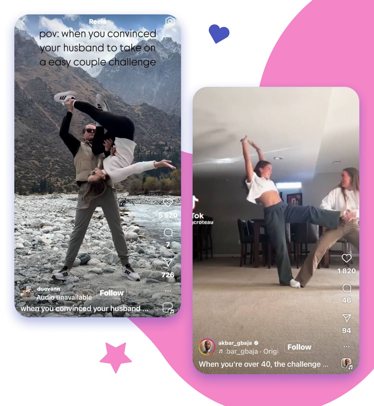 couple challenges on Instagram
