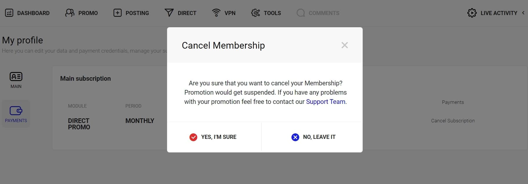 4. select &ldquo;Yes, I am sure&rdquo; to confirm your request;
