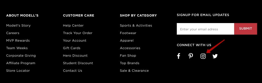 Go to the website and search for the Instagram account.