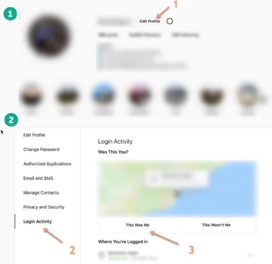 Aceda a esta página https://www.instagram.com/session/login_activity/ e siga as instruções da captura de ecrã abaixo: