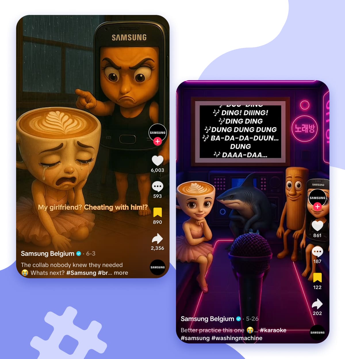 Samsung Italian memes-inspired posts on TikTok