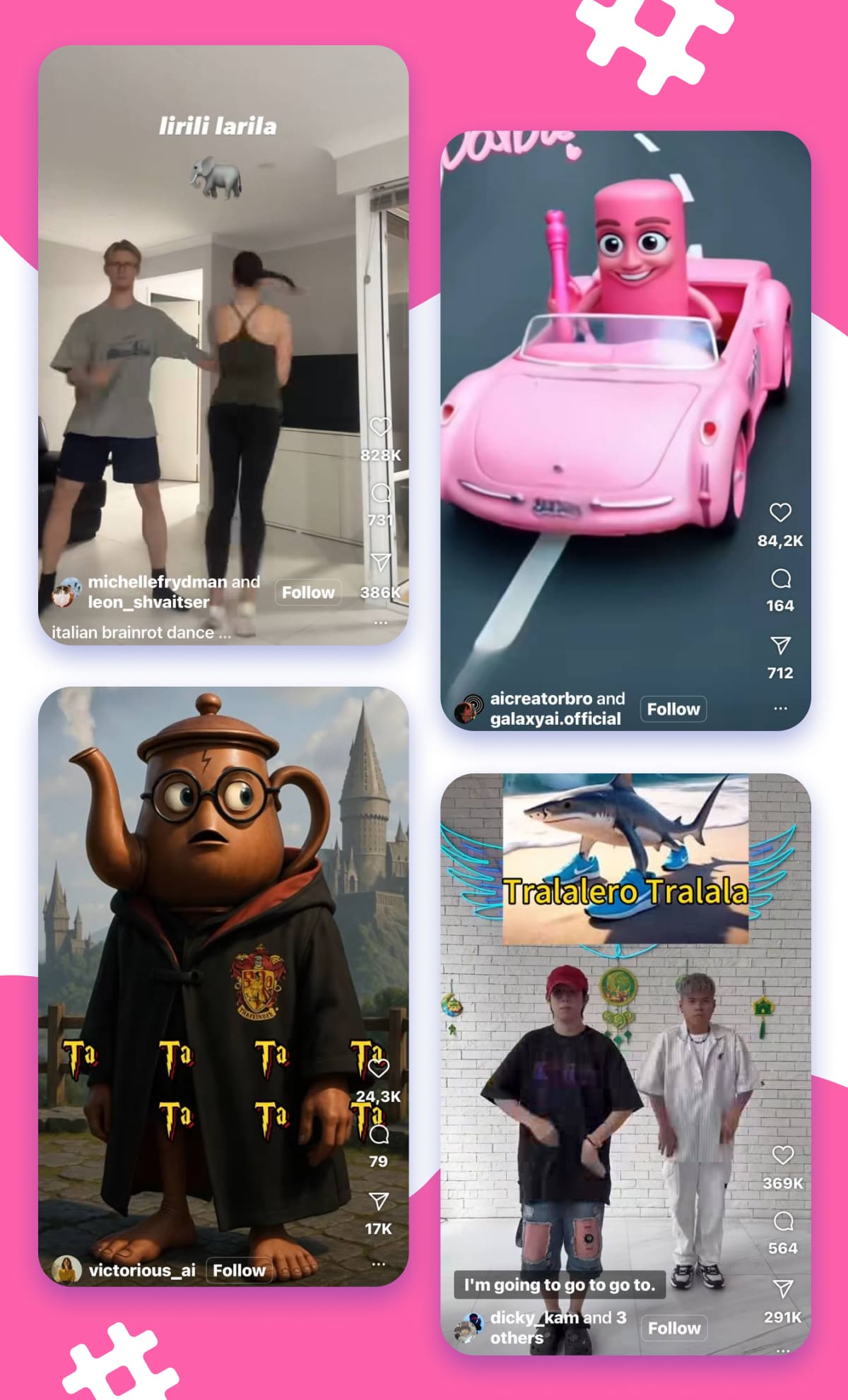 IG posts featuring Italian brainrot music and dance