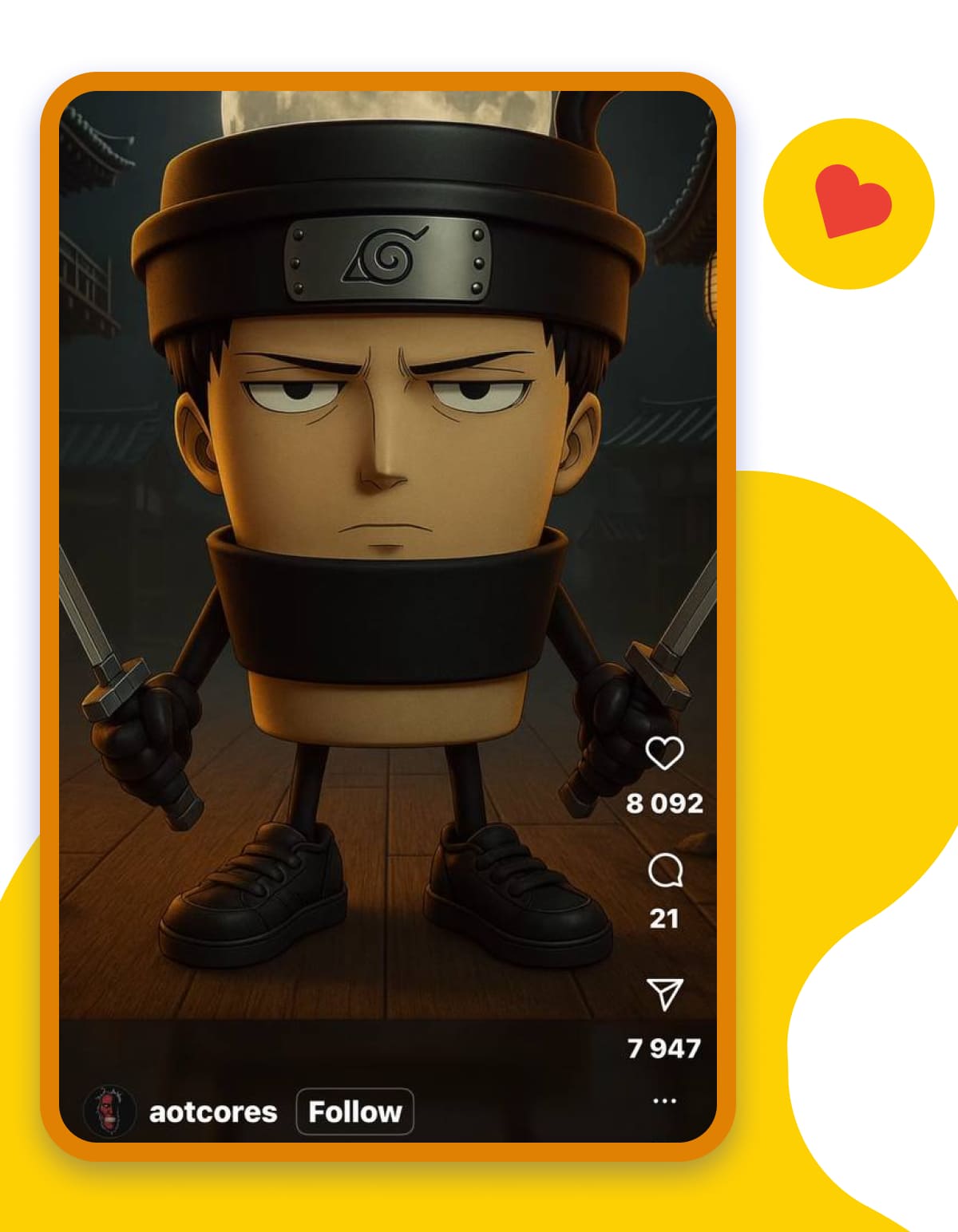 anime-style Italian brainrot character on Insta