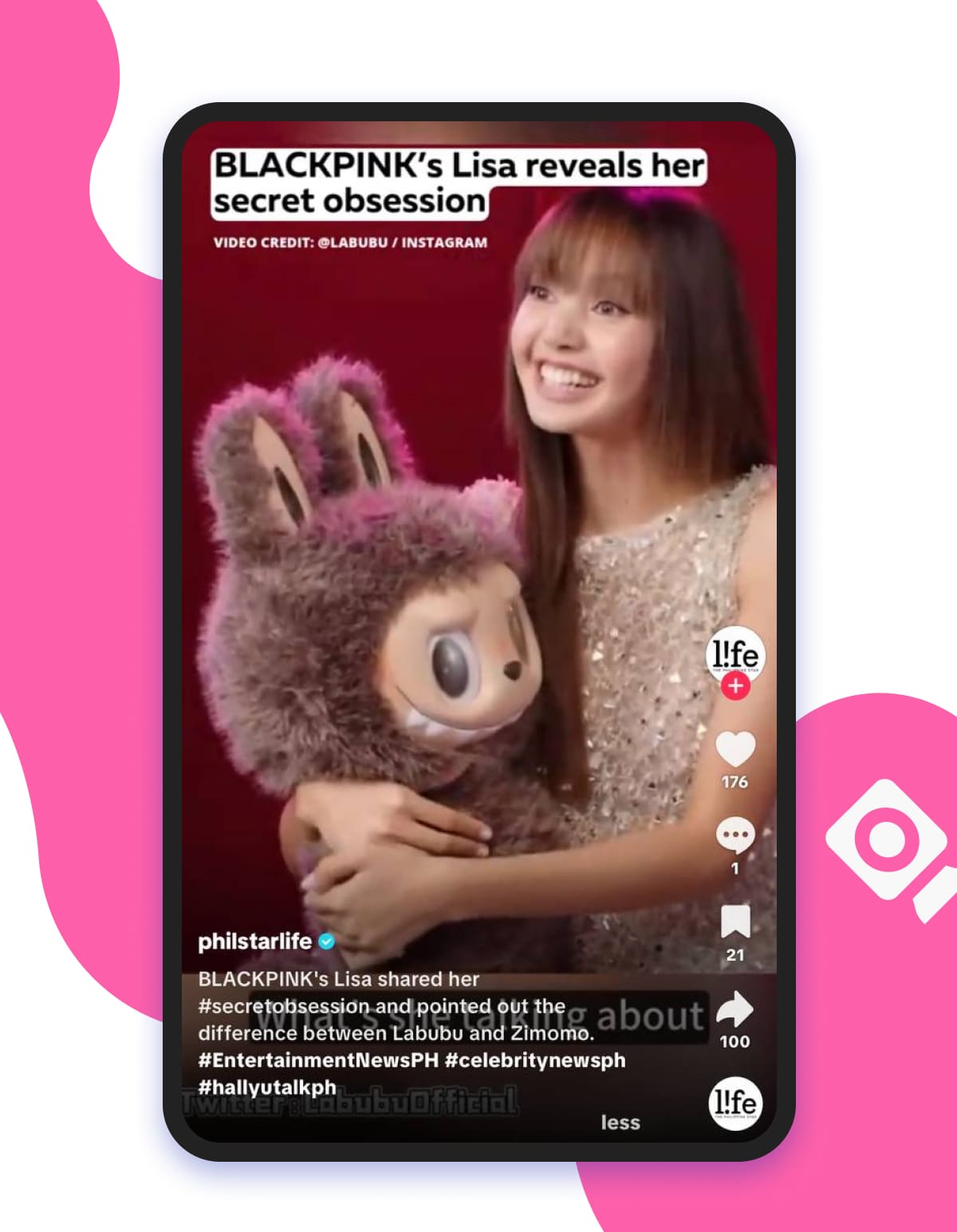 Blackpink&rsquo;s Lisa with Labubu in a TikTok post