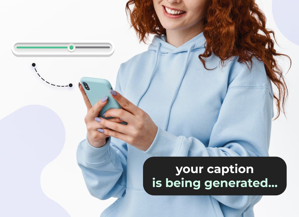 a girl waiting for Instagram caption to be generated