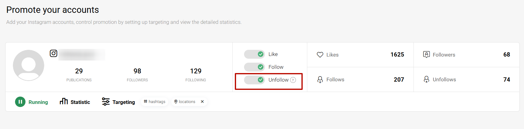 Check if you turned on Unfollow on your Accounts page.