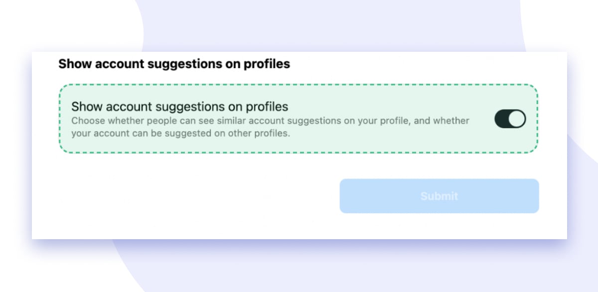 IG suggestions switch