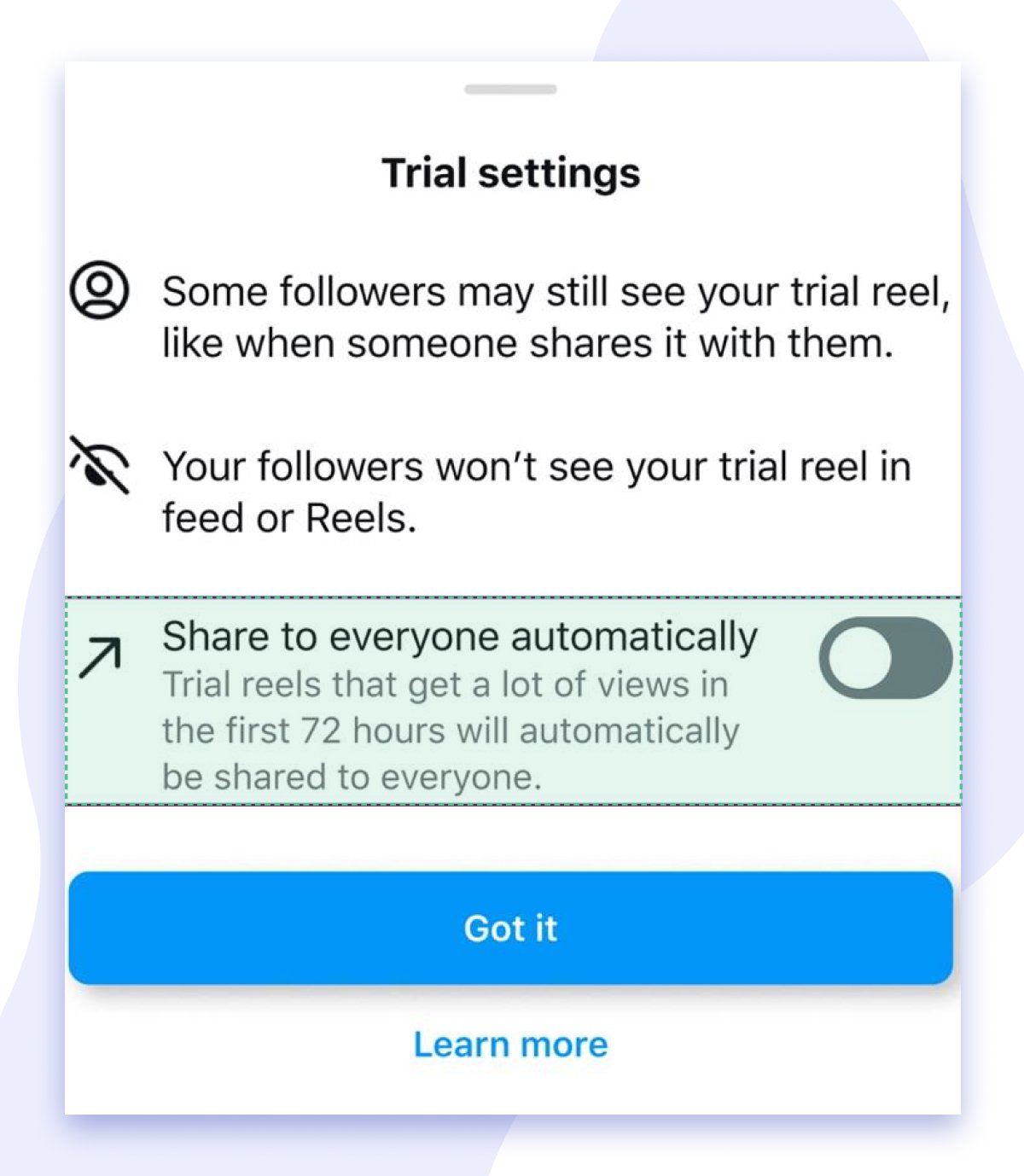 IG trial settings