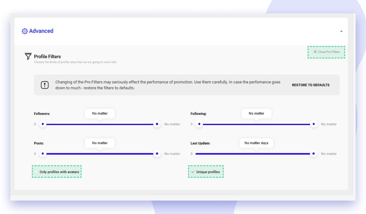 Pro Filters (Profile Filters)