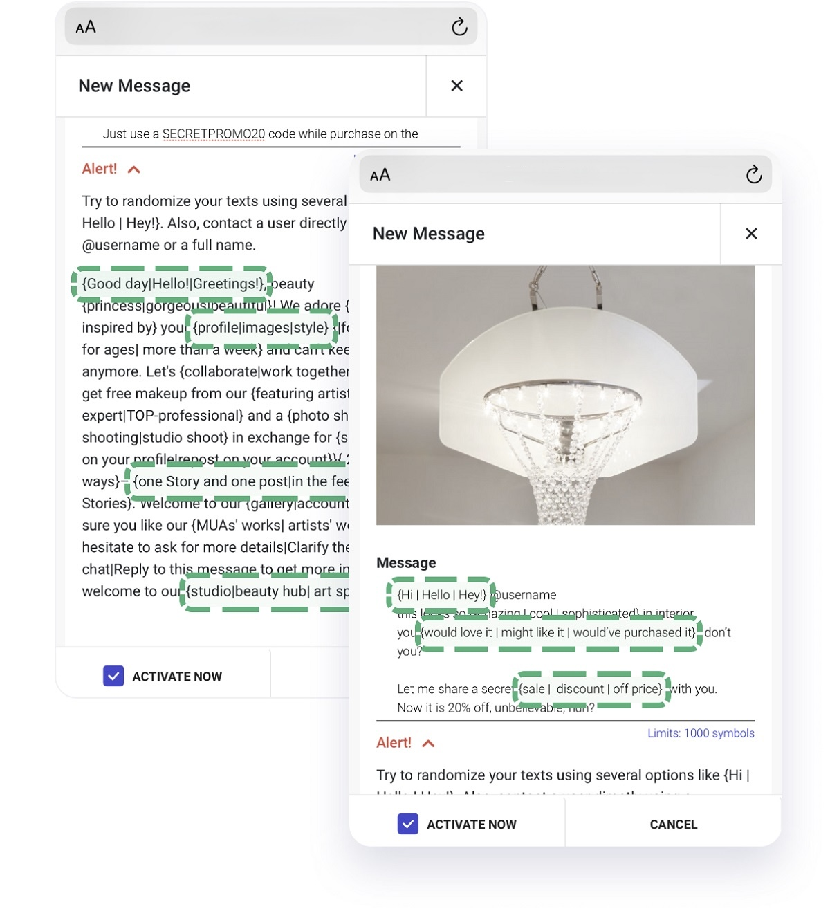 Bulk limitless number of messages to all users who follow you.