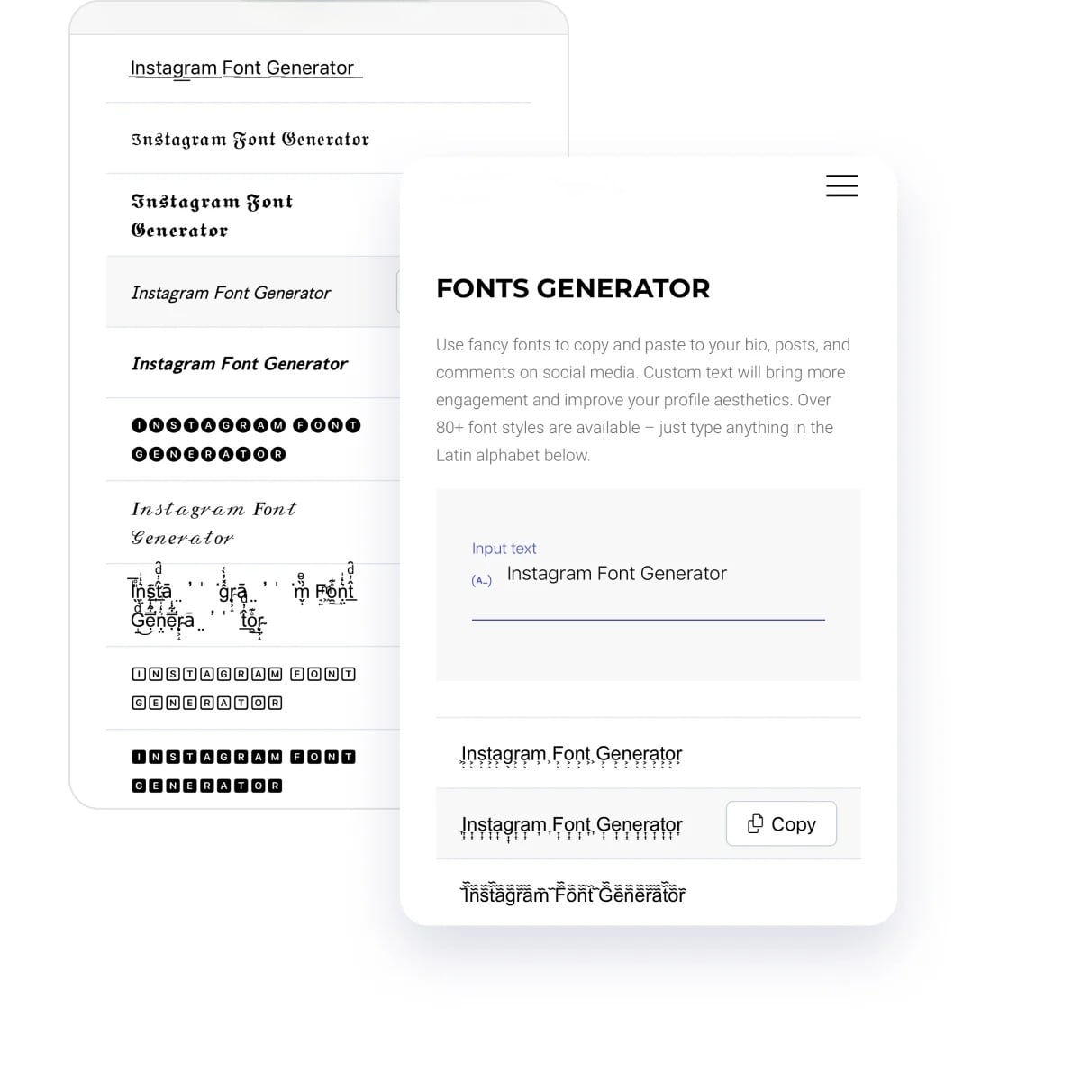 creative fonts on Instagram