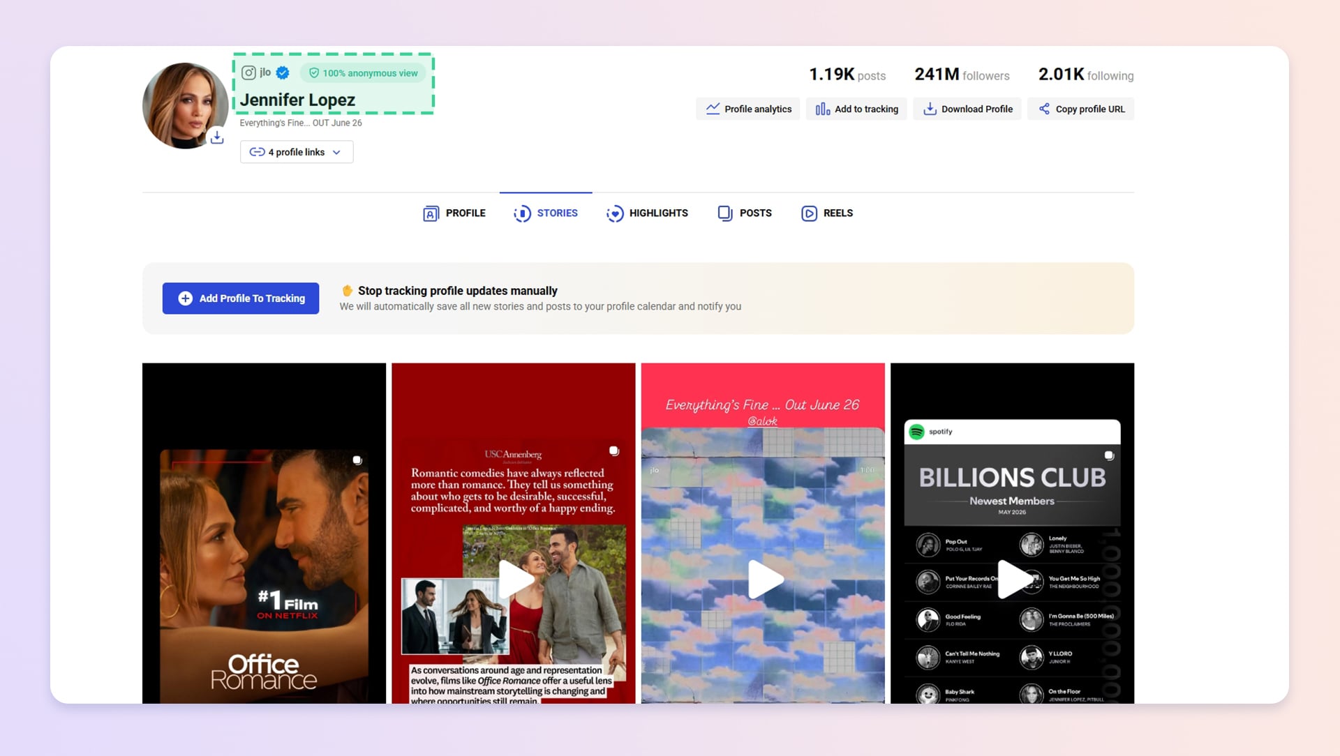 View_Stories button