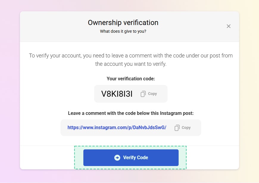 Verify Code button