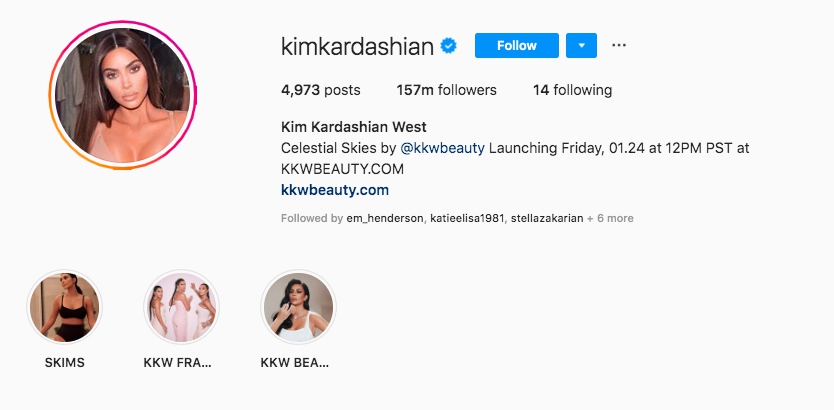Kim Kardashian West Instagram account