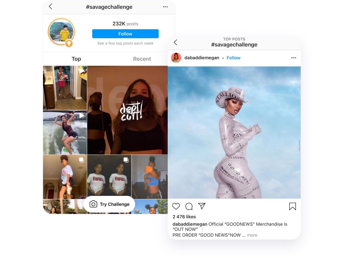 contest migrated from TikTok to Instagram