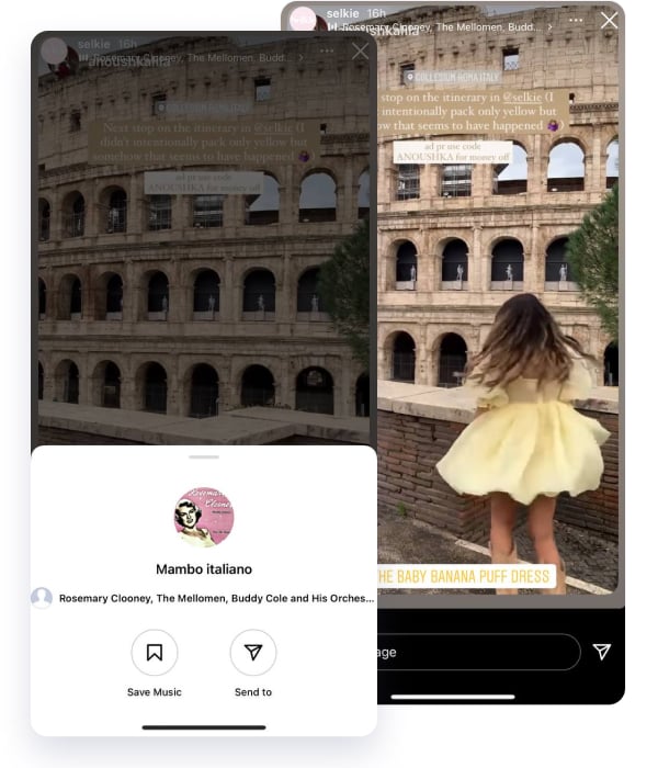 how to add music to Instagram story example