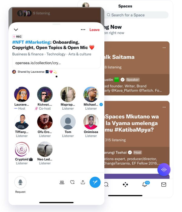 twitter spaces menu