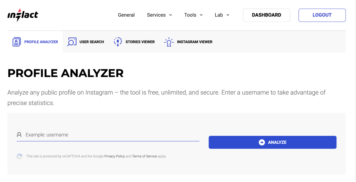 Instagram account analysis