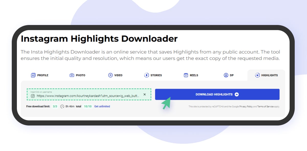 Highlights Downloader past link