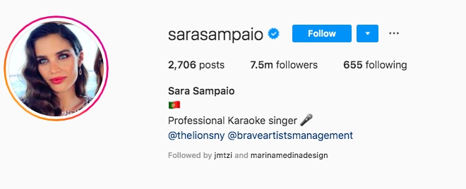 Sara Sampaio's witty and humorous bio