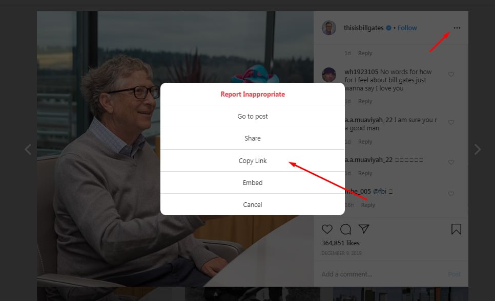 How to save content on Instagram copy link screenshot