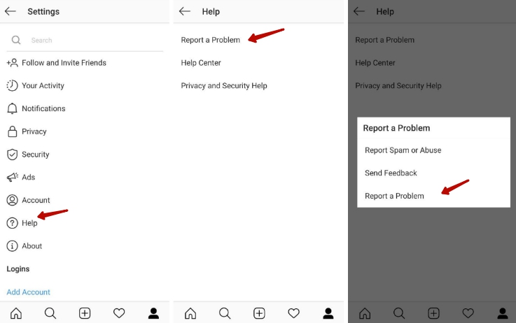 Write to Instagram support screenshot