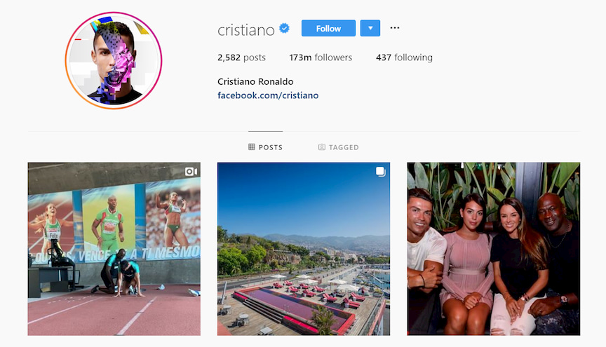 Cristiano Ronaldo most famous person on Instagram