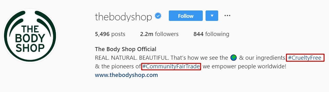 The body shop Instagram account screenshot