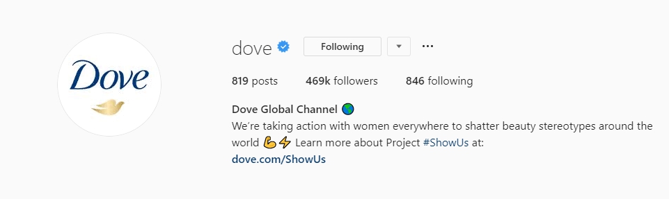 Dove Instagram account screenshot