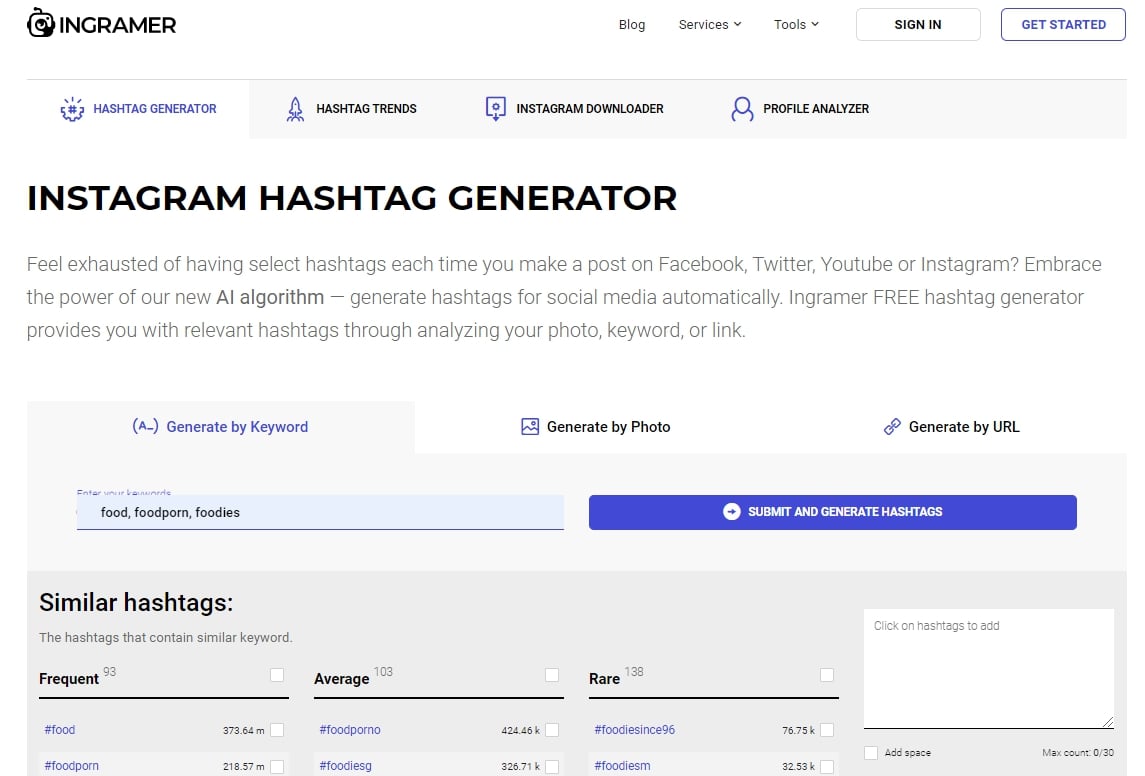Inflact Hashtag Generator screenshot