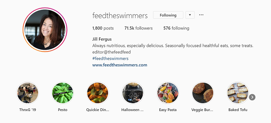 Jill fergus uses food hashtags