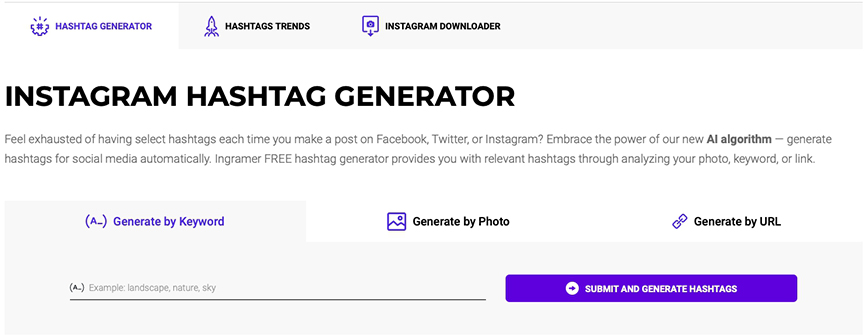 searching Trending Hashtags on Instagram with hashtag generator