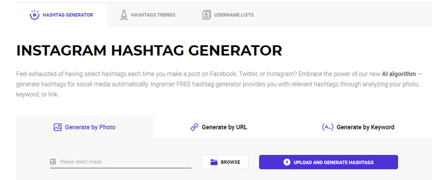 Gerador de hashtag Influir