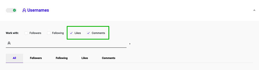 Inflact likes and comments panel