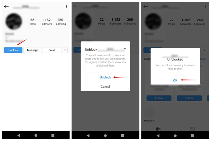 How to unblock someone on Instagram screenshot