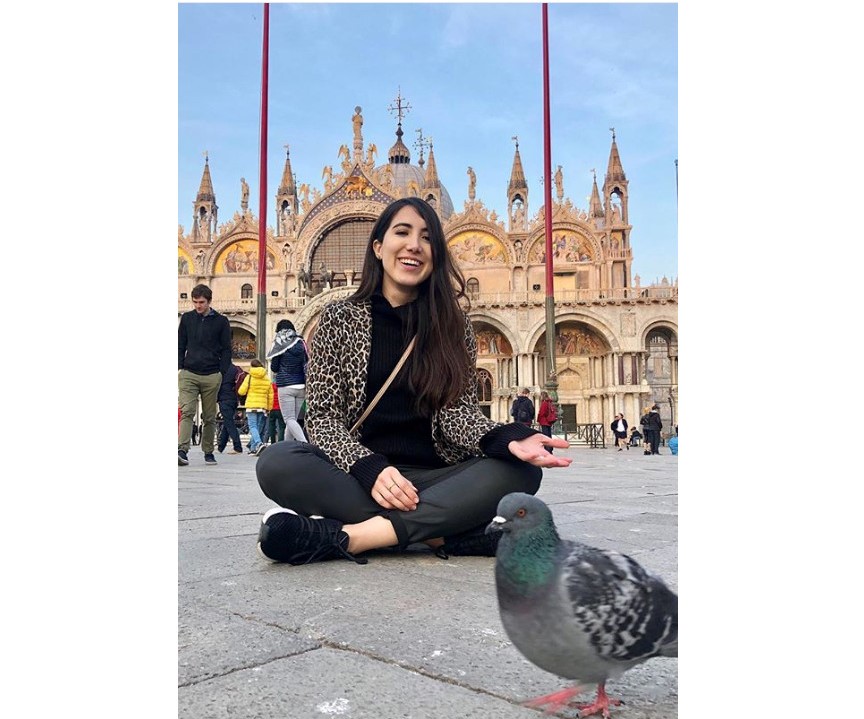 girl and a dove