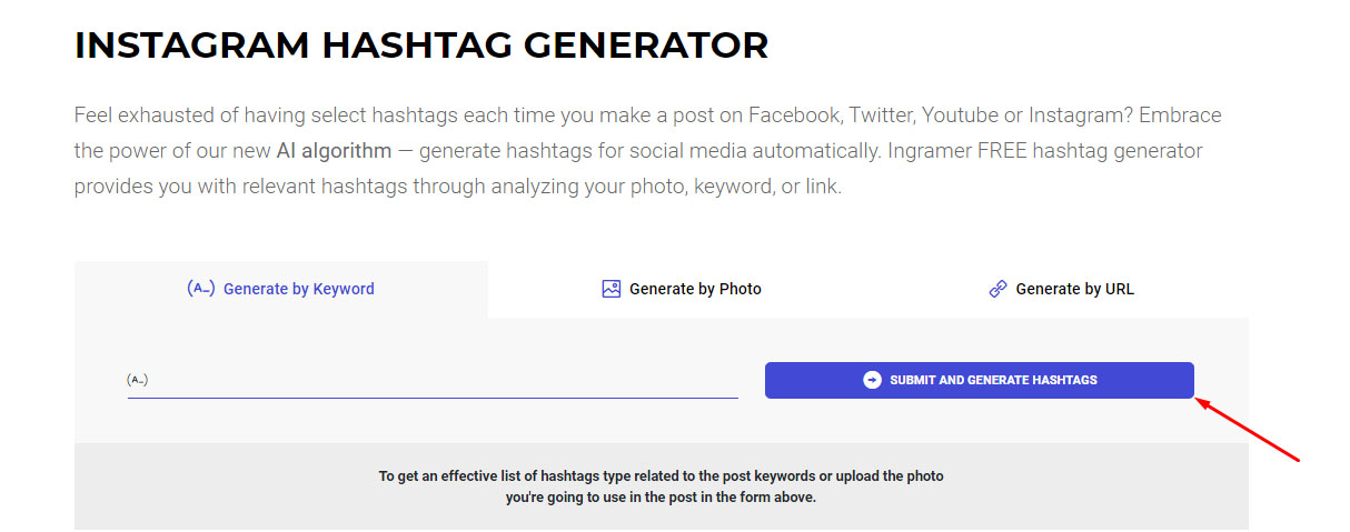 Inflact Hashtag Generator screenshot