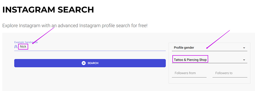 Instagram search by name