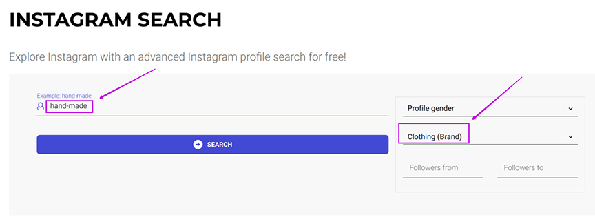 Instagram search by bio