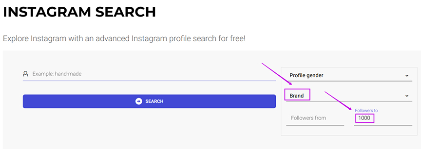 Instagram search for clients