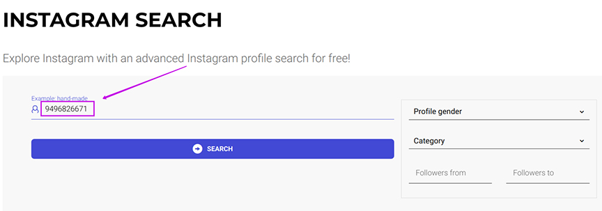 Instagram search by phone number