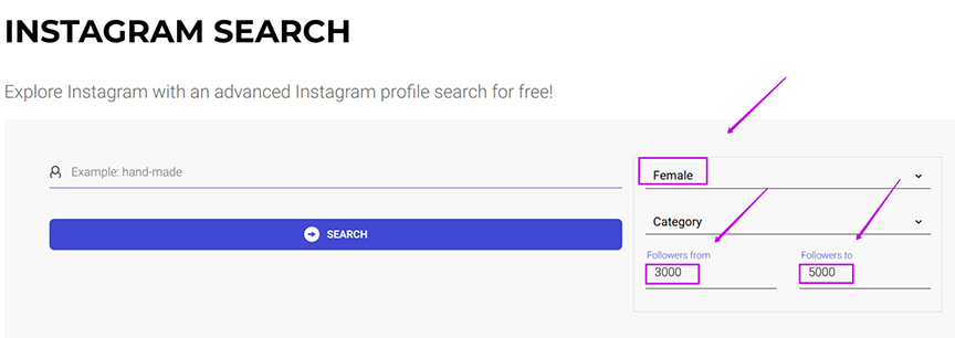 Instagram search for influencers